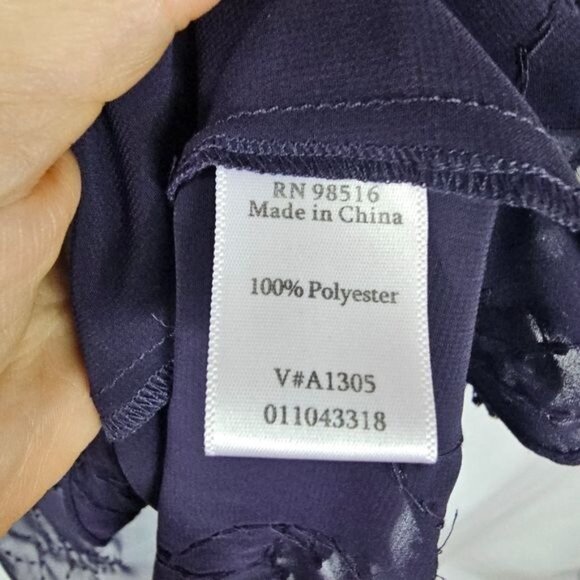 Coldwater Creek Purple Tiered Chiffon Boatneck Blouse Sz 14 Beaded Asymmetrical - Picture 7 of 11